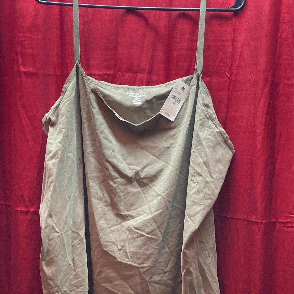 Lane Bryant 26 28 Plus Size Tank Top Spaghetti Strap Green Shirt Camisole